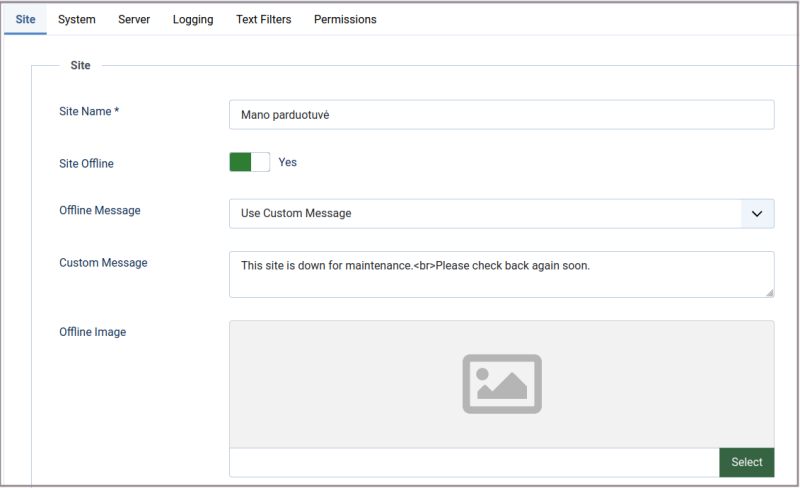 Vaizdas:Joomla siteoffline selected.png