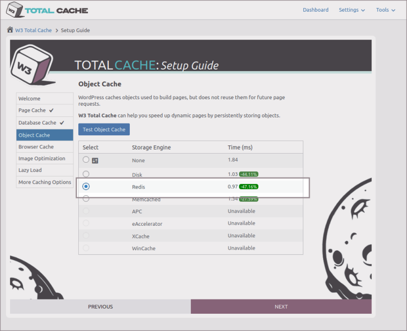 W3totalcache redis selected.png