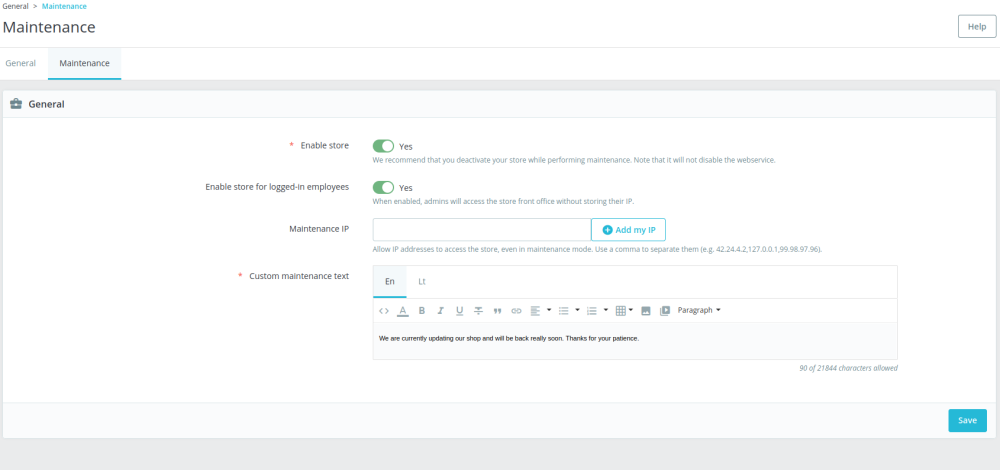 Prestashop maintenance nustatymai.png