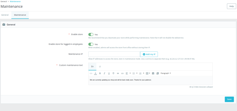 Vaizdas:Prestashop maintenance nustatymai.png
