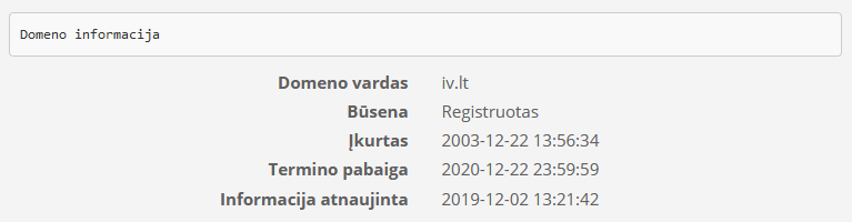 .lt domeno statusas