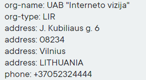 Paslaugų teikėjo informacija