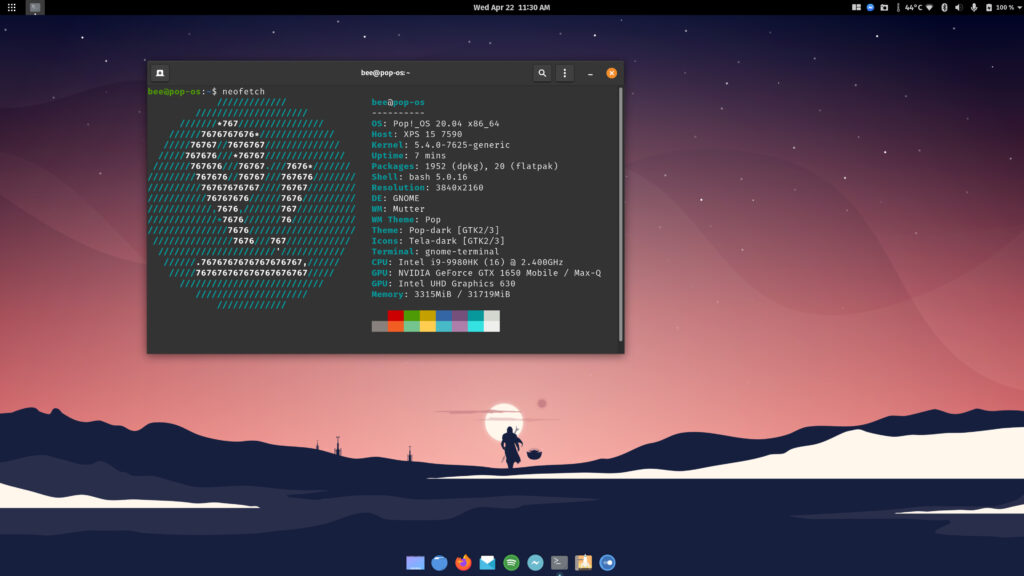 popOS desktop